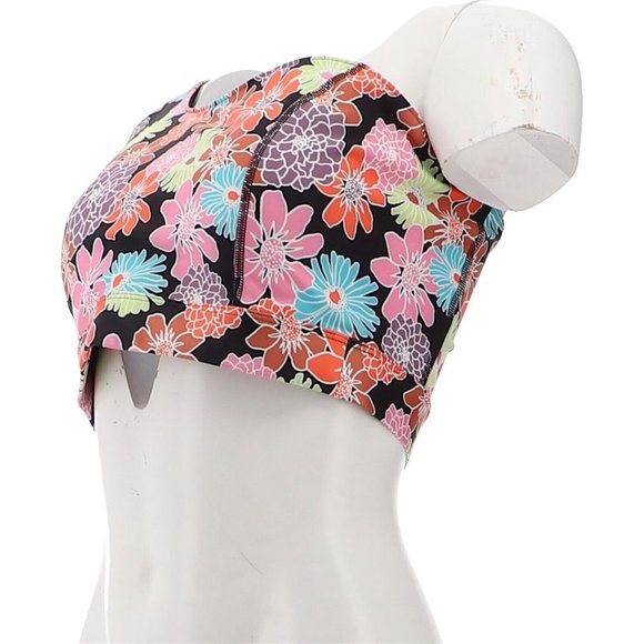 NWT WVVY BT FITTY BRITTTTY POWER ONE SHOULDER BRA BLACK FLORAL PRINT MEDIUM - Picture 2 of 12